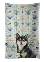 Load image into Gallery viewer, Black and Tan Shiba Inu Coastal Sea Glass Kitchen Towel