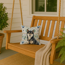 Load image into Gallery viewer, Black and Tan Shiba Inu Coastal Sea Glass Throw Pillow