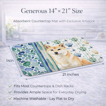 Load image into Gallery viewer, Cream Shiba Inu Coastal Sea Glass Dish Drying Mat