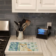 Load image into Gallery viewer, Cream Shiba Inu Coastal Sea Glass Glass Cutting Board