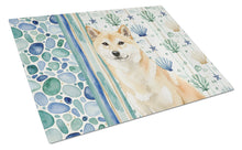 Load image into Gallery viewer, Cream Shiba Inu Coastal Sea Glass Glass Cutting Board