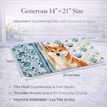 Load image into Gallery viewer, Red Shiba Inu Coastal Sea Glass Dish Drying Mat