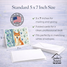 Load image into Gallery viewer, Red Shiba Inu Coastal Sea Glass Greeting Cards Pack of 8