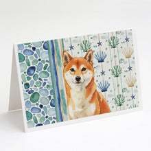 Load image into Gallery viewer, Red Shiba Inu Coastal Sea Glass Greeting Cards Pack of 8
