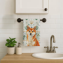 Load image into Gallery viewer, Red Shiba Inu Coastal Sea Glass Kitchen Towel