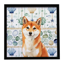 Load image into Gallery viewer, Red Shiba Inu Coastal Sea Glass Framed Metal Print