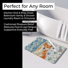 Load image into Gallery viewer, Red Shiba Inu Coastal Sea Glass Memory Foam Kitchen Mat