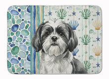 Load image into Gallery viewer, Black and White Shih Tzu Coastal Sea Glass Memory Foam Kitchen Mat