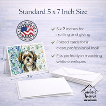 Load image into Gallery viewer, Brindle Shih Tzu Coastal Sea Glass Greeting Cards Pack of 8