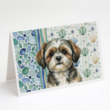 Load image into Gallery viewer, Brindle Shih Tzu Coastal Sea Glass Greeting Cards Pack of 8