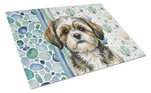 Load image into Gallery viewer, Brindle Shih Tzu Coastal Sea Glass Glass Cutting Board