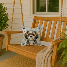 Load image into Gallery viewer, Brindle Shih Tzu Coastal Sea Glass Throw Pillow