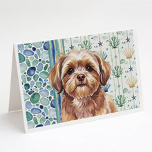 Load image into Gallery viewer, Liver Shih Tzu Coastal Sea Glass Greeting Cards Pack of 8