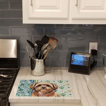 Load image into Gallery viewer, Liver Shih Tzu Coastal Sea Glass Glass Cutting Board