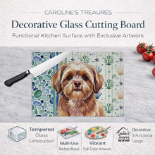 Load image into Gallery viewer, Liver Shih Tzu Coastal Sea Glass Glass Cutting Board