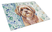 Load image into Gallery viewer, Liver Shih Tzu Coastal Sea Glass Glass Cutting Board
