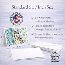 Load image into Gallery viewer, Agouti Siberian Husky Coastal Sea Glass Greeting Cards Pack of 8