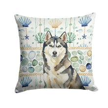 Load image into Gallery viewer, Agouti Siberian Husky Coastal Sea Glass Throw Pillow