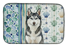 Load image into Gallery viewer, Siberian Husky Coastal Sea Glass Dish Drying Mat