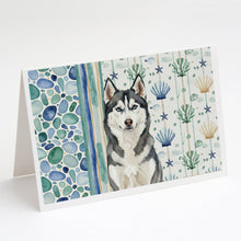 Load image into Gallery viewer, Siberian Husky Coastal Sea Glass Greeting Cards Pack of 8