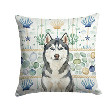 Load image into Gallery viewer, Siberian Husky Coastal Sea Glass Throw Pillow