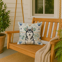 Load image into Gallery viewer, Siberian Husky Coastal Sea Glass Throw Pillow