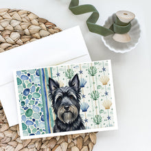 Load image into Gallery viewer, Black Skye Terrier Coastal Sea Glass Greeting Cards Pack of 8