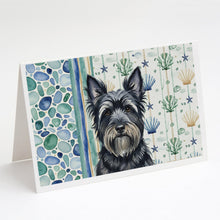 Load image into Gallery viewer, Black Skye Terrier Coastal Sea Glass Greeting Cards Pack of 8