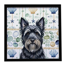 Load image into Gallery viewer, Black Skye Terrier Coastal Sea Glass Framed Metal Print