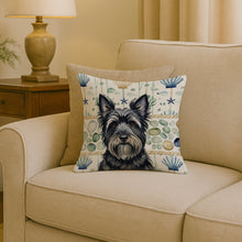Load image into Gallery viewer, Black Skye Terrier Coastal Sea Glass Throw Pillow