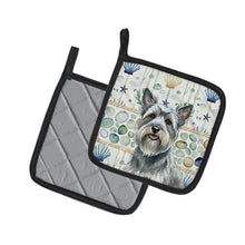 Load image into Gallery viewer, Gray Skye Terrier Coastal Sea Glass Pair of Pot Holders