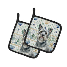 Load image into Gallery viewer, Gray Skye Terrier Coastal Sea Glass Pair of Pot Holders