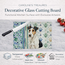 Load image into Gallery viewer, Smooth Fox Terrier Coastal Sea Glass Glass Cutting Board