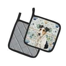 Load image into Gallery viewer, Smooth Fox Terrier Coastal Sea Glass Pair of Pot Holders