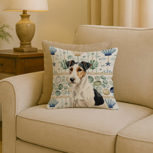 Load image into Gallery viewer, Smooth Fox Terrier Coastal Sea Glass Throw Pillow