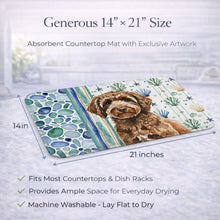 Load image into Gallery viewer, Spanish Water Dog Coastal Sea Glass Dish Drying Mat