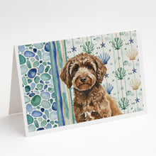 Load image into Gallery viewer, Spanish Water Dog Coastal Sea Glass Greeting Cards Pack of 8
