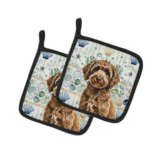 Load image into Gallery viewer, Spanish Water Dog Coastal Sea Glass Pair of Pot Holders