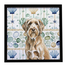 Load image into Gallery viewer, Spinone Italiano Coastal Sea Glass Framed Metal Print