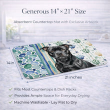 Load image into Gallery viewer, Black Staffordshire Bull Terrier Coastal Sea Glass Dish Drying Mat