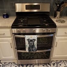 Load image into Gallery viewer, Black Staffordshire Bull Terrier Coastal Sea Glass Kitchen Towel