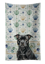 Load image into Gallery viewer, Black Staffordshire Bull Terrier Coastal Sea Glass Kitchen Towel