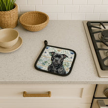 Load image into Gallery viewer, Black Staffordshire Bull Terrier Coastal Sea Glass Pair of Pot Holders
