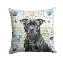 Load image into Gallery viewer, Black Staffordshire Bull Terrier Coastal Sea Glass Throw Pillow