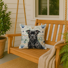 Load image into Gallery viewer, Black Staffordshire Bull Terrier Coastal Sea Glass Throw Pillow