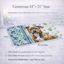Load image into Gallery viewer, Brindle Staffordshire Bull Terrier Coastal Sea Glass Dish Drying Mat