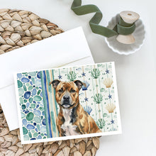 Load image into Gallery viewer, Brindle Staffordshire Bull Terrier Coastal Sea Glass Greeting Cards Pack of 8