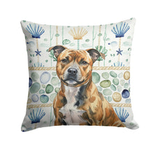 Load image into Gallery viewer, Brindle Staffordshire Bull Terrier Coastal Sea Glass Throw Pillow