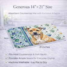 Load image into Gallery viewer, Fawn Staffordshire Bull Terrier Coastal Sea Glass Dish Drying Mat