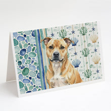 Load image into Gallery viewer, Fawn Staffordshire Bull Terrier Coastal Sea Glass Greeting Cards Pack of 8